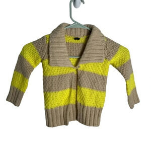 Baby Gap Toddler Girls Size 18-24 mo Beige Yellow One Button Cardigan Sweater